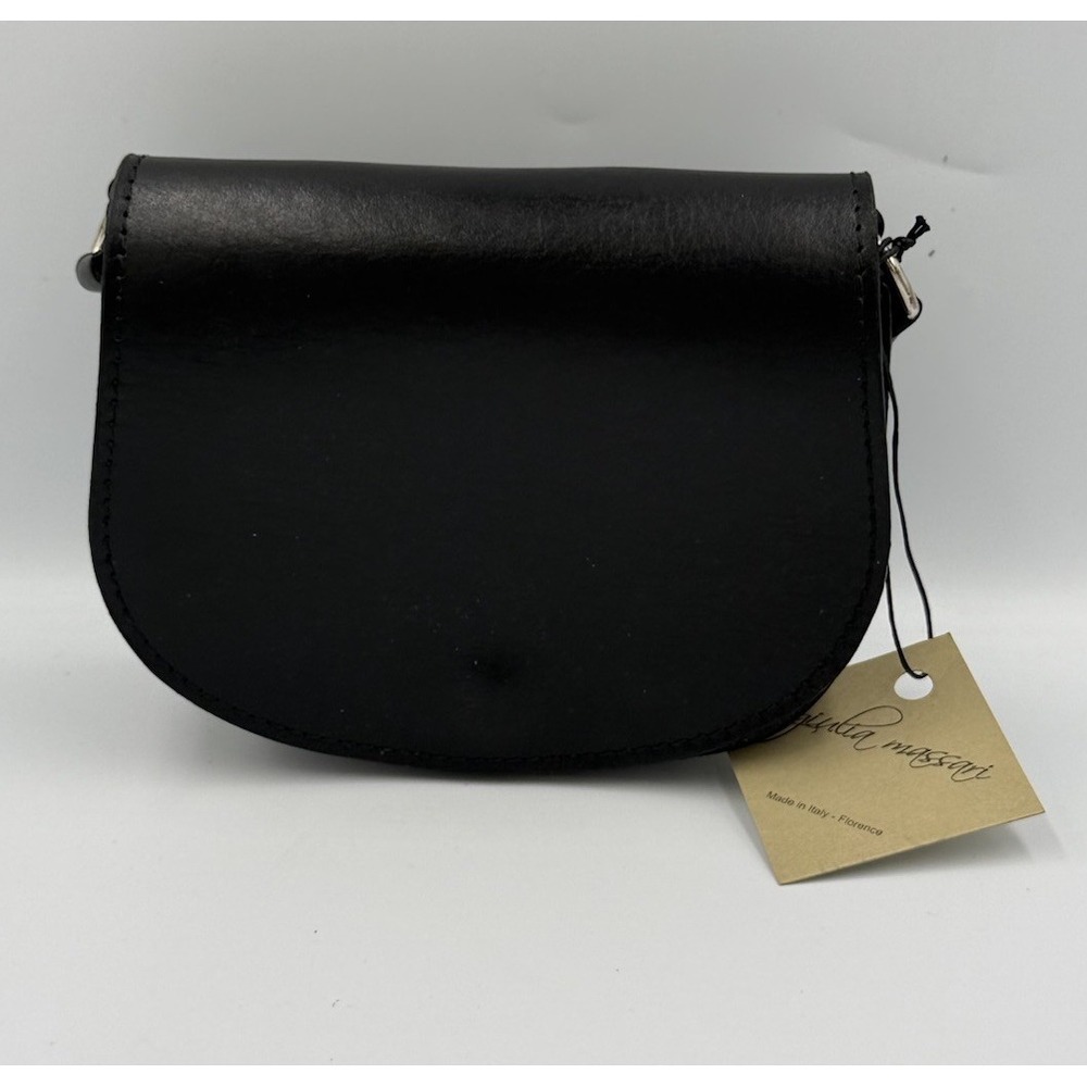Giulia Massari Leather Crossbody Bag Black Small Made In Italy Adjustable NWT